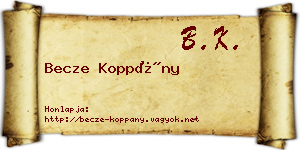 Becze Koppány névjegykártya